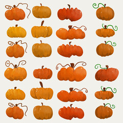 Set pumpkin New icon art illustration design. New simple popular cartoon game and children book style.