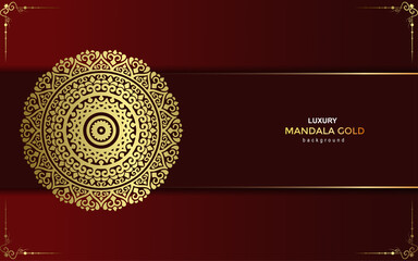 Luxury gold mandala ornate background for wedding invitation, book cover with mandala element style premium vector