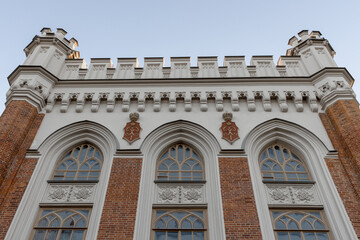 Facade of the palace in the Gothic style. Imperial palace stables