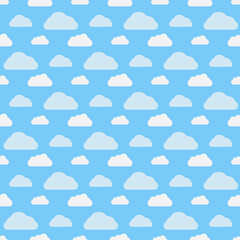 seamless pattern of fluffy clouds on blue sky background vector illustration