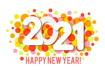 Fototapeta na wymiar Happy New Year 2021 background with multicolored confetti. Vector