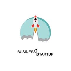 Flat design business start-up launch concept for the development of new business projects, rocket icon. Vector illustration