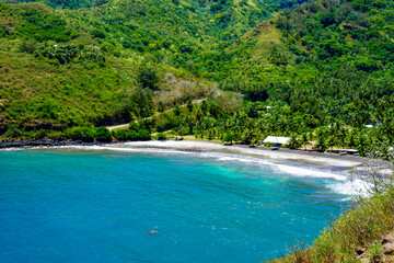 French Polynesia, Marquesas Archipelago, Hiva Oa Island, Hanatekuua beach