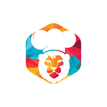 Chef lion vector logo design template.  Food restaurant logo concept.