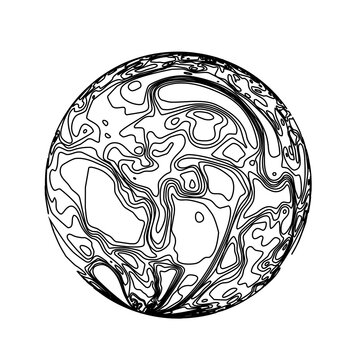 Sphere in the form of lines. Marble style ink vector