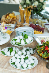 Social events reception; tasty snacks for guests at the reception.