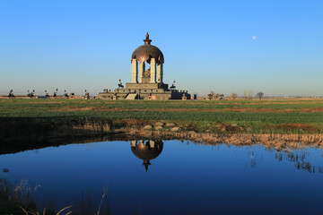 Monument of Genghis Khan in the steppes, near from Hohhot, Inner Mongolia, China