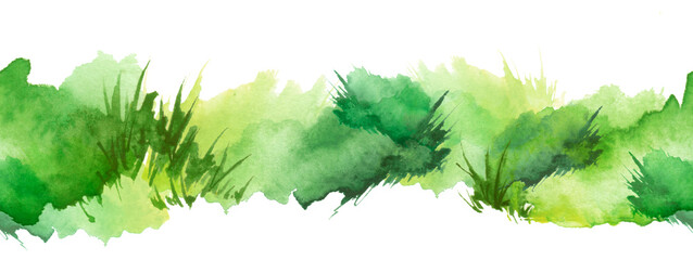 Watercolor illustration. background with vintage floral pattern - grass, wild plants of green color. Watercolor card, postcard, invitation. green watercolor natural, organic, bio, eco label 