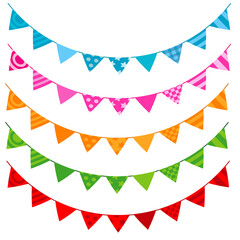 Colorful party flag banner on white background