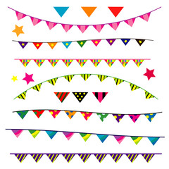Party flag banner on white background