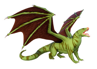 Fototapeta premium 3D Rendering Fairy Tale Dragon on White