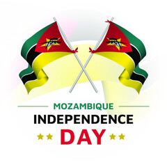 Fototapeta na wymiar Crossed Mozambique flags poles. template for independence day, National day poster design. vector illustration EPS 10