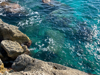 Azure sea water background, surface of the sea water