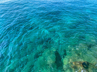 Azure sea water background, surface of the sea water