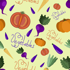 Pattern with different vegetables on a light background