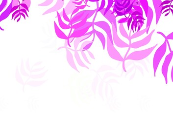 Fototapeta na wymiar Light Purple, Pink vector doodle template with leaves.