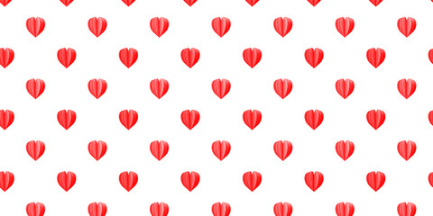 Seamless pattern of red hearts on a white background. Fabric design, Wallpaper, packaging