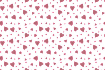 Seamless pattern of pink hearts on a white background. fabric design, wallpaper, packaging