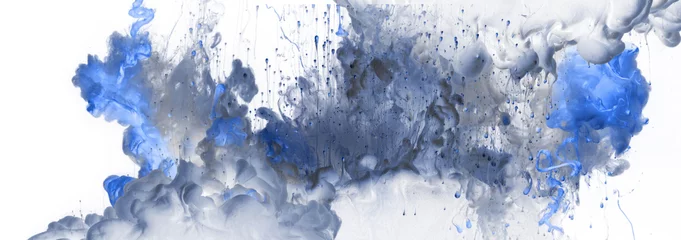 Zelfklevend Fotobehang Acrylic splash colors in water. Ink blot. Abstract background. Horizontal long banner. © Liliia