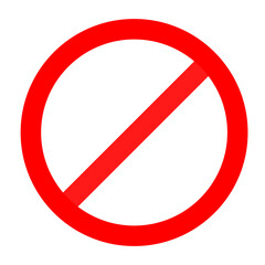 Red prohibition sign on white background