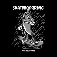 chili play skateboard cartoon character