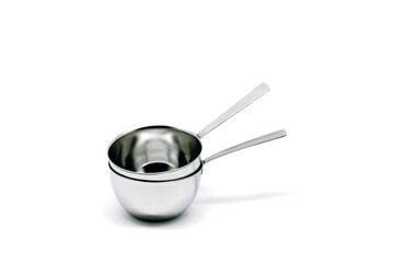 Stainless steel cookware for julienne cooking. Isolated on a white background