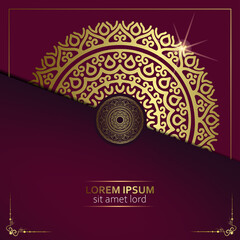 Luxury gold mandala ornate background for wedding invitation, book cover with mandala element style premium vector