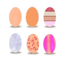 Illustration cartoon ester egg decoration design on white background 