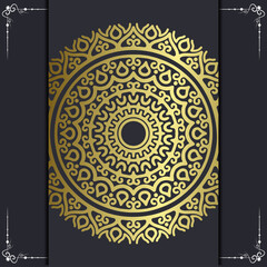 Luxury gold mandala ornate background for wedding invitation, book cover with mandala element style premium vector
