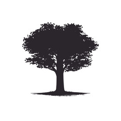 Tree silhouette isolated on a white background. Summer icon. Vector illustration.