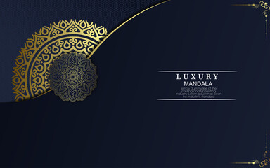 Luxury gold mandala ornate background for wedding invitation, book cover with mandala element style premium vector