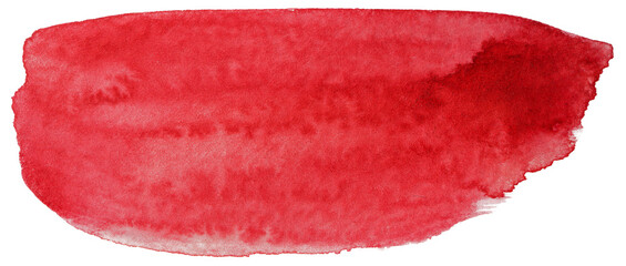 Red watercolor stain banner element on white background