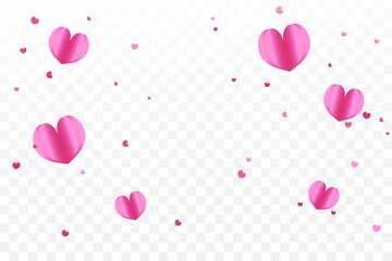 Paper Heart Falling Isolated On Background. Valentines Day And Wedding. Decoration. Vector