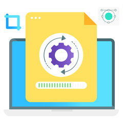 
Gear over page, file processing flat gradient concept icon
