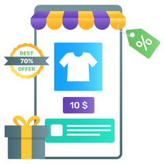 
Mobile shopping app, gradient vector of best offer design 

