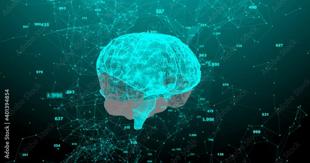 Aufkleber rotating human brain. plexus structure evolving around. seamless loop