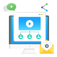 
Video viral marketing conceptual icon in gradient design, social content promotion 
