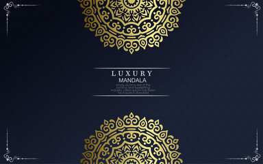 Luxury gold mandala ornate background for wedding invitation, book cover with mandala element style premium vector