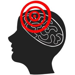 Mental behavioral disorders. Concept symbolizing schizophrenia, dementia, depression. Vector available.