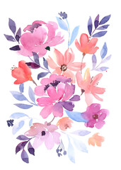 Watercolor Soft Purple Peonies Bouquet Vector