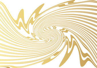 Gold luxurious line pattern with hand drawn lines. Golden wavy striped, Abstract background, vector illustration