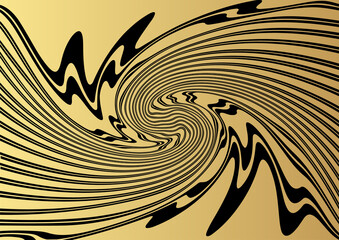 Gold luxurious line pattern with hand drawn lines. Golden wavy striped, Abstract background, vector illustration