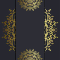 Luxury gold mandala ornate background for wedding invitation, book cover with mandala element style premium vector