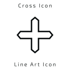 Line Art Christian Cross Icon Icon Using For Your Presentation, Website And Application