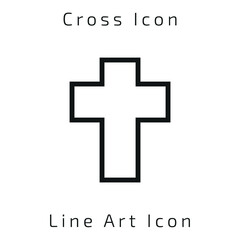 Obraz premium Line Art Christian Cross Icon Icon Using For Your Presentation, Website And Application