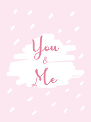 you and me card with white lines vector design
