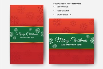 Set of the editable square banner template. Christmas social media post template. Flat design vector. Usable for social media feed, story, and banner.