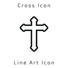 Line Art Christian Cross Icon Icon Using For Your Presentation, Website And Application