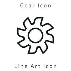 Editable Gear or Cogwheel Line Art Icon Using For Your Presentation, Website And Application, Setting Icon