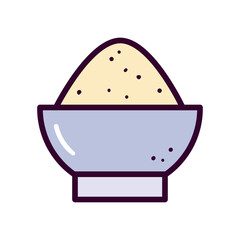 rice bowl line and fill style icon vector design